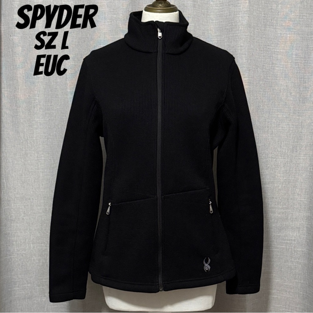 Wmns Spyder ”Core” Zip Up Jacket-Black-Sz L-EUC-Polyester-Zip Pockets